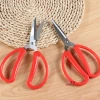 Red plastic-handled stainless steel office scissors, plastic-handled learning office paper-cutting student scissors Application Scenario